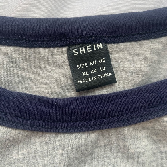 Blue & Grey Long Sleeve Crop Top - Picture 2 of 2